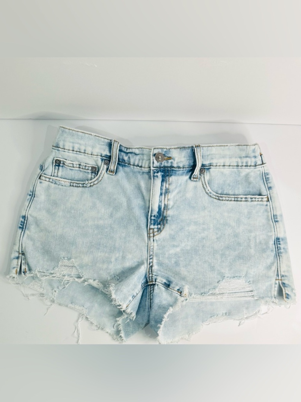 aerie Light Blue Distressed Denim Jean Shorts